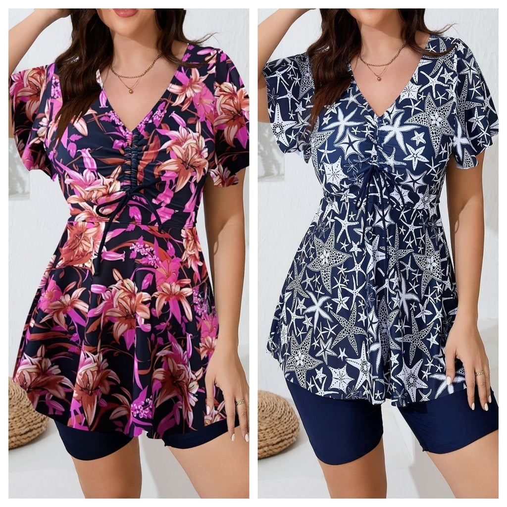 Printed Modest Resort Spa Swimsuit For Women