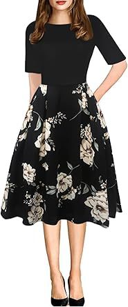 Retro Patchwork Casual Puff Skirt With Pockets