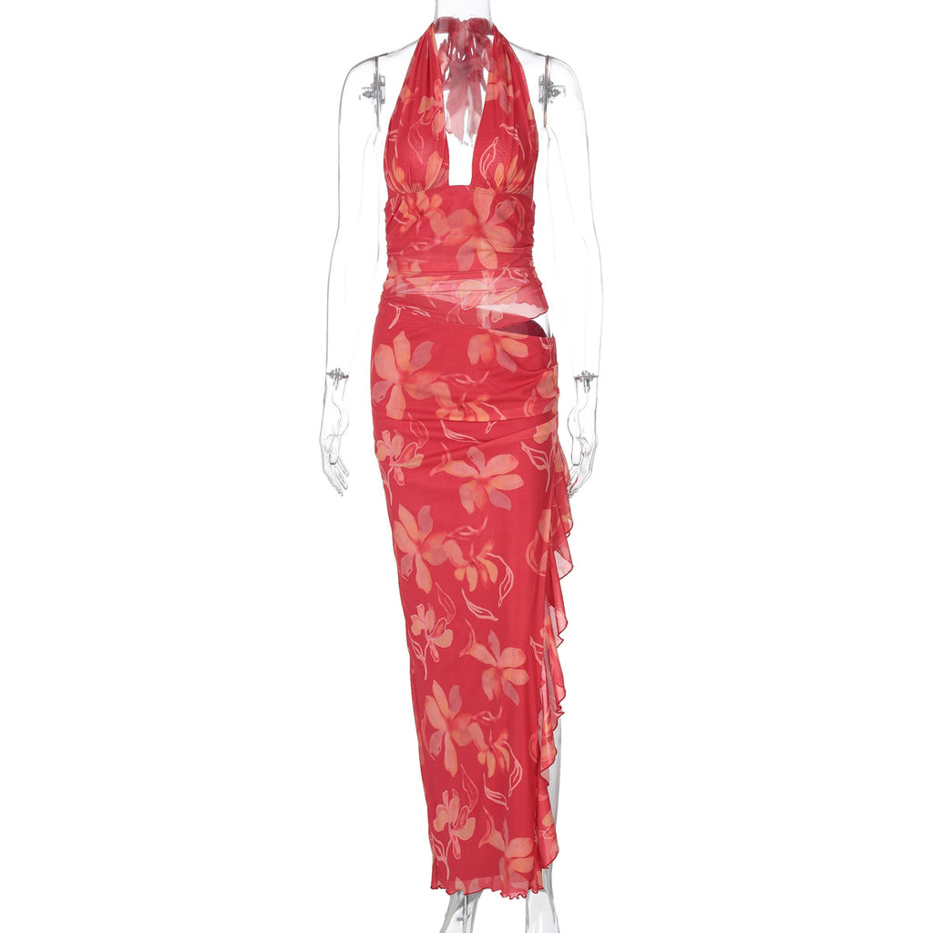 Women's Sexy Wrapped Chest Patchwork Dress