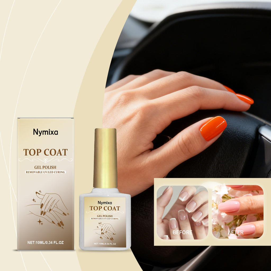 Nymixa Nail Top Coat Glossy Polish Wear-Resistant Brightening High-Gloss Powder-Resistant