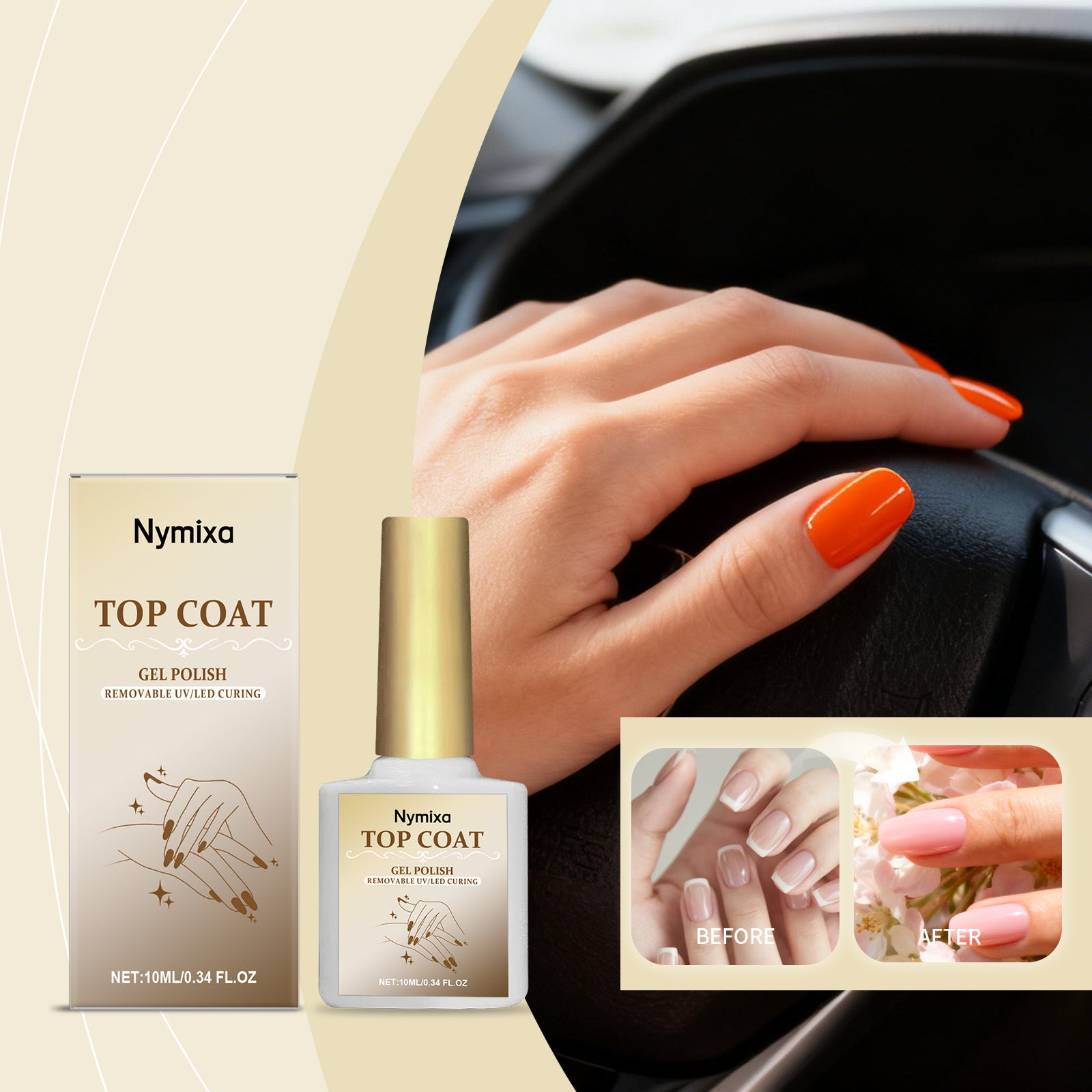 Nymixa Nail Top Coat Glossy Polish Wear-Resistant Brightening High-Gloss Powder-Resistant