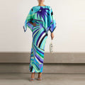 Irregular Print Shawl Dress Two-Piece Set