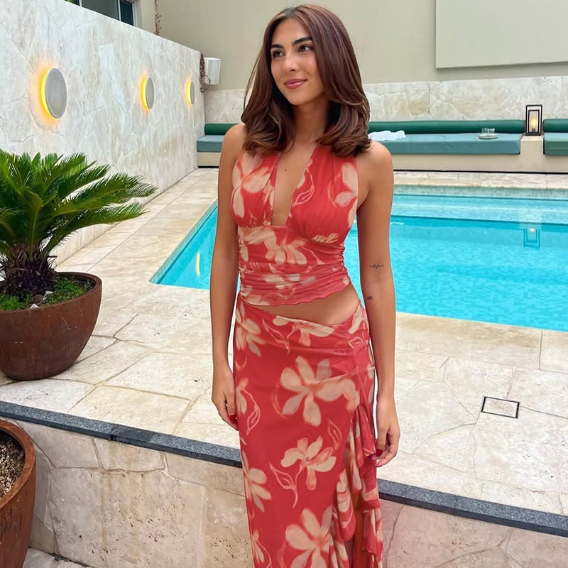 Women's Sexy Wrapped Chest Patchwork Dress