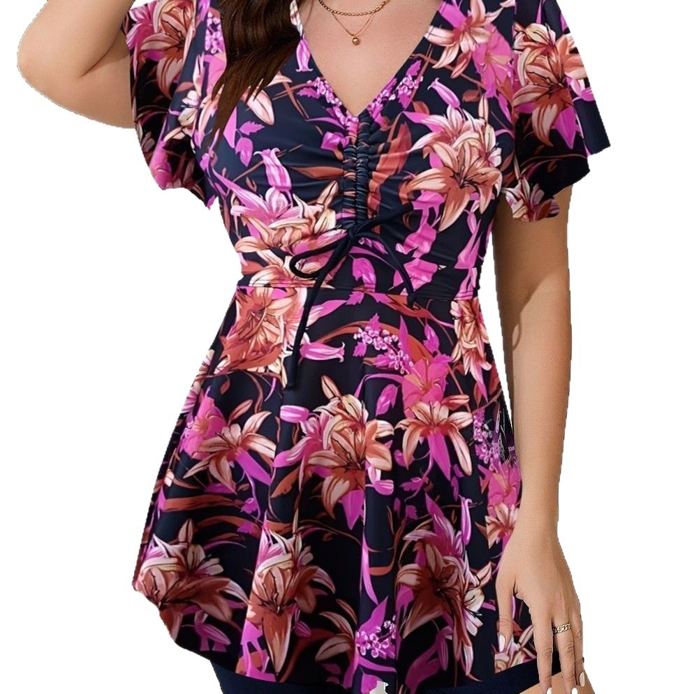 Printed Modest Resort Spa Swimsuit For Women